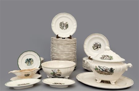Serie di 8 vecchi piatti piani -rose - Società ceramica italiana