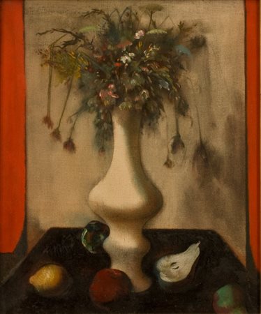 Toffolo Anzil, Fiori campestri, Olio su tela, cm. 60x50 Firma in basso a destra.