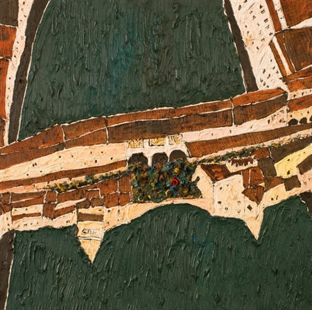 Matteo Boato, Ponte Vecchio a Firenze, 1997 Olio su tela, cm. 80x80 Firma sul...