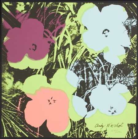 Andy Warhol, Flower's, Serigrafia su carta, es. 2215/2400, cm. 60x60 Firma...