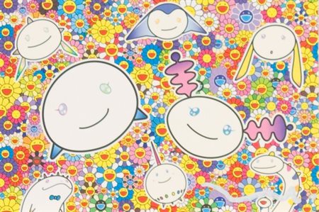 Takashi Murakami, Flowers: The creatures from planet 66, Postcard, cm. 12x18...