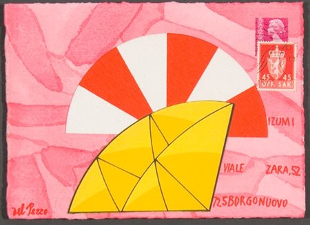 Lucio Del Pezzo, Senza titolo, 1973 Collage su cartoncino, cm. 13x18 Firma in...