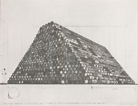 Christo, Tonneaux metalliques, project for Galleria Nazionale d'Arte Rome,...