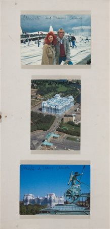 Christo e Jean-Claude, Wrapped Reichstag, 1971-1995 Postcard, trittico, cm....