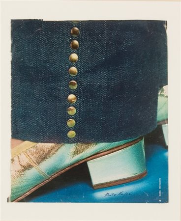 Mimmo Rotella, Moda, 1972 Effacage su carta, cm. 27x23 Firma in basso a...