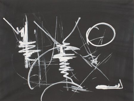 Georges Mathieu, Composition, 1954 Gouache su carta, cm. 50x65 Firma in basso...