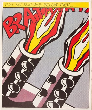 Roy Lichtenstein, As I open fire, Lotto composto da 3 litografie offset, cm....