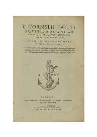 TACITO, Publio Cornelio (58-120 d.C.) - Equitis Romani Ab excessu diui...
