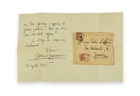 D'ANNUNZIO, Gabriele (1863-1938) - Lettera autografa indirizzata al Signor...