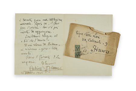 D'ANNUNZIO, Gabriele (1863-1938) - Lettera autografa indirizzata al Signor...