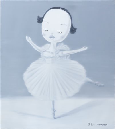 HUI ZHANG (n. 1969) Ballerina. 2006. Olio su tela . Cm 150,00 x 170,00. Firma...