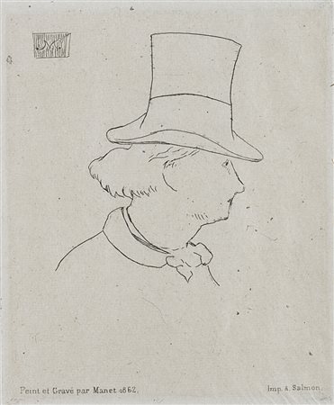 Edouard Manet (Parigi 1832 - 1883)"Ritratto di Charles Baudelaire" acquaforte...