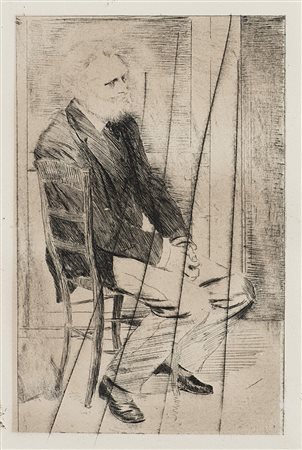 Edgar Degas (Parigi 1834 - 1917)"Manet seduto girato a destra" acquaforte (mm...