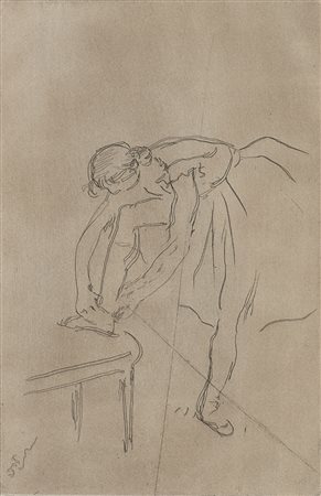 Edgar Degas (Parigi 1834 - 1917)"Danzatrice che si mette le scarpette"...
