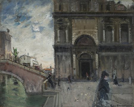 Lino Baccarini (Gonzaga 1893 - Milano 1973)"Venezia. Scorcio con ponte sul...