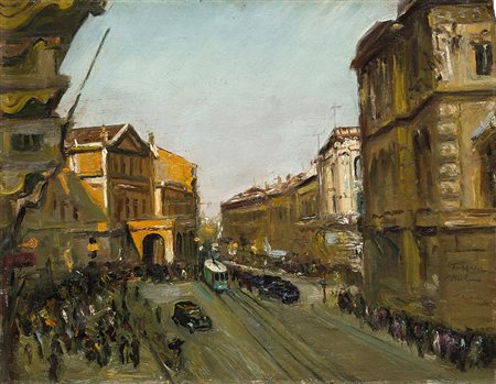 Ferruccio Torraca (Salerno 1907)"Teatro alla Scala. Milano" olio su...