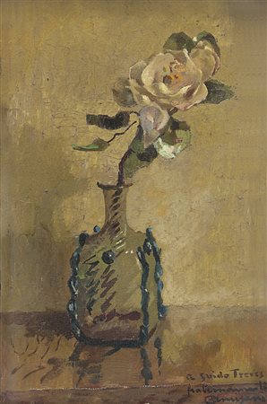Giuseppe Amisani (Mede Lomellina 1881 - Portofino 1941)"Rosa"olio su cartone...
