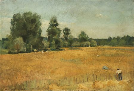 Alfonso Corradi (Castelnovo di Sotto 1889 - Milano 1972)"Lavoro nei campi"...