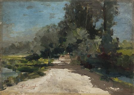 Giuseppe Solenghi (Milano 1879 - Cernobbio 1944)"Estate bassa Lombardia"olio...