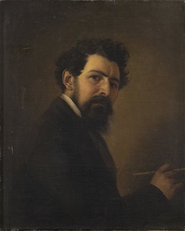 Scuola lombarda del XIX Secolo"Il pittore" olio su tela (cm 60x48) In cornice
