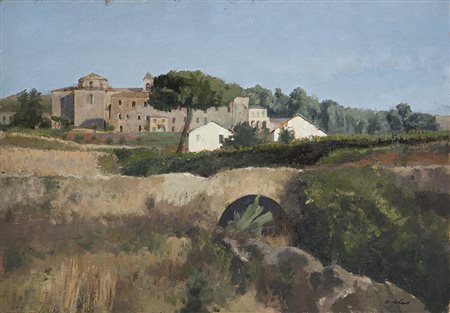 Domenico Colao (Monteleone Calabro 1881 - Roma 1943)"Scorcio con paesaggio di...