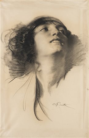 Giuseppe Palanti (Milano 1881 - 1946)"Ritratto femminile"disegno a carboncino...