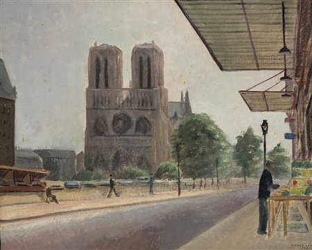 Carlo Levi (Torino 1902 - Roma 1975)"Notre-Dame de Paris" 1928olio su tela...