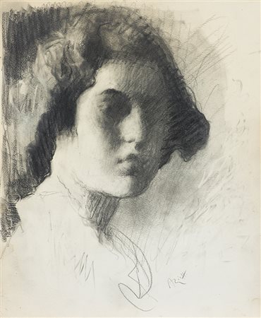 Arturo Rietti (Trieste 1863 - Padova 1943)"Ritratto di ragazza"disegno a...