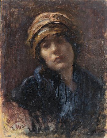 Arturo Rietti (Trieste 1863 - Padova 1943)"Ritratto femminile"olio su...