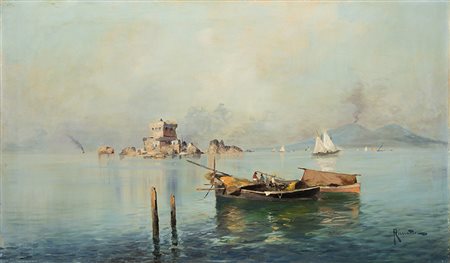 Oscar Ricciardi (Napoli 1864 - 1935)"Fortezza di Rovigliano"olio su tela (cm...