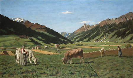 Annibale Scaroni (Brescia 1891 - 1983)"Piano di Bormio ..." 1933olio su tela...