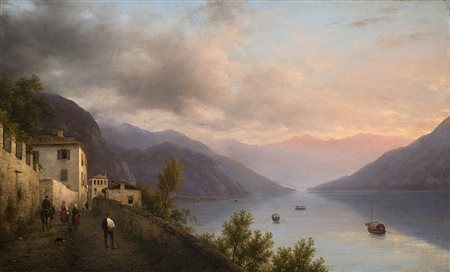 Giuseppe Canella (Verona 1788 - Firenze 1847)"Veduta del Lago di Como preso...