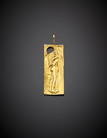 PAZZAGLIAMedaglia scultura in oro giallo, g 10,78, lungh. cm 4,90, largh. cm...