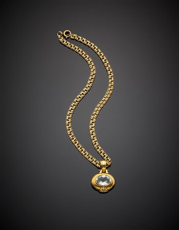 Collier in oro giallo con pendente removibile rifinito con diamanti e topazio...