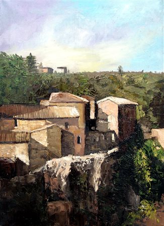 Cecilia Mecucci 1948, Ronciglione (Vt) - [Italia] Borgo Ronciglione olio su...