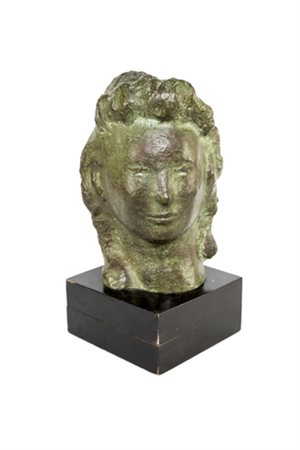 Edoardo Fozzer, SENZA TITOLO (VISO) Scultura in bronzo, cm 33x17x12, Firma...