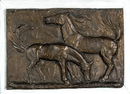 Anonimo, Cavalli Scultura in bronzo, 29x42 cm