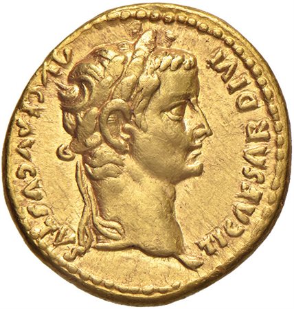 Tiberio (14-37)Aureo (gr. 7.98). D/ Testa laureata a d. R/ Livia seduta a d.,...