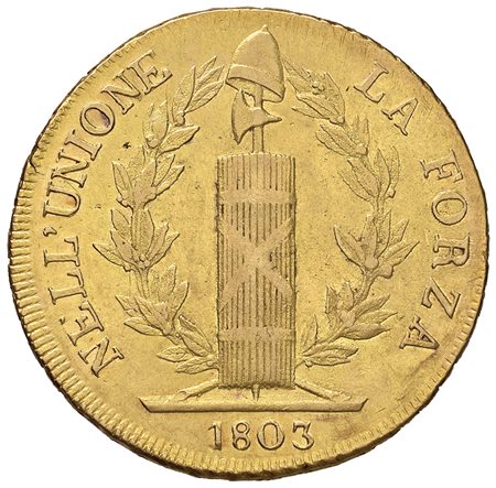 GENOVA. Repubblica Ligure (1798-1805).96 lire 1803. Pagani 3. Oro. Rara. Bel BB+