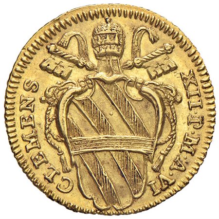 Clemente XII (1730-1740).Scudo d'oro 1735/VI, con al R/ LABOR/ADDITUS....