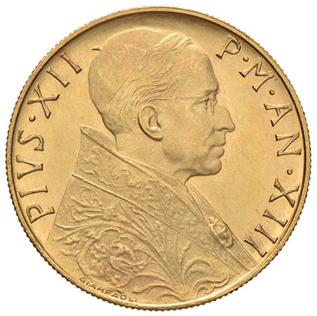 ROMA. Pio XII (1939-1958).100 lire 1951. Pagani 717. Raro. Oro. FDC