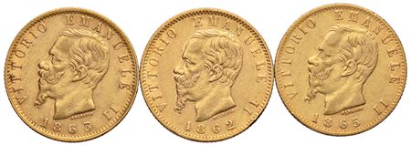 REGNO D'ITALIA. Vittorio Emanuele II (1861-1878).20 lire 1862, 1863, 1865...