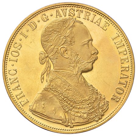 AUSTRIA. Francesco Giuseppe.4 ducati 1915 in oro. Riconio di zecca. PROOF.