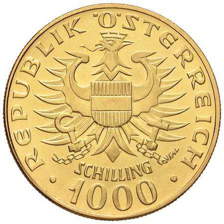AUSTRIA. Repubblica1000 scellini 976-1976 in oro. qFDC