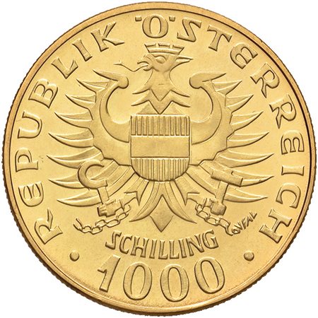 AUSTRIA. Repubblica1000 scellini 976-1976, in oro. qFDC.