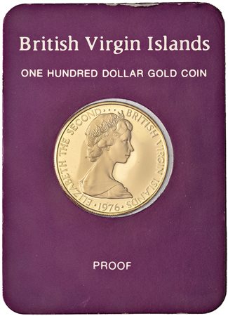 BRITISH VIRGIN ISLANDS 100 dollari 1976 in oro. PROOF. In astuccio.