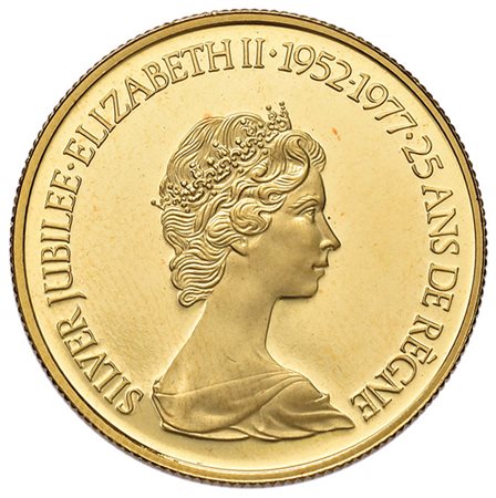 CANADA100 dollari 1977 in oro per i 25 anni del regno di Elisabetta II.PROOF....