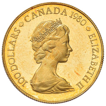 CANADA100 dollari 1980 in oro.PROOF. In elegante astuccio.