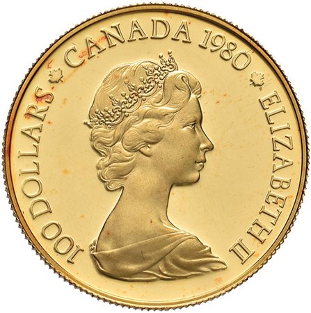 CANADA.100 dollari 1980 in oro. PROOF.