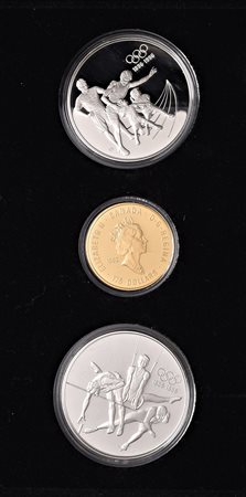 CANADA1992 astuccio contenente tre monete 1992: una in oro da 175 dollari e...